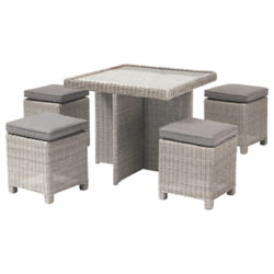 KETTLER Palma 4 Seater Cube Set With Glass Top Table Whitewash